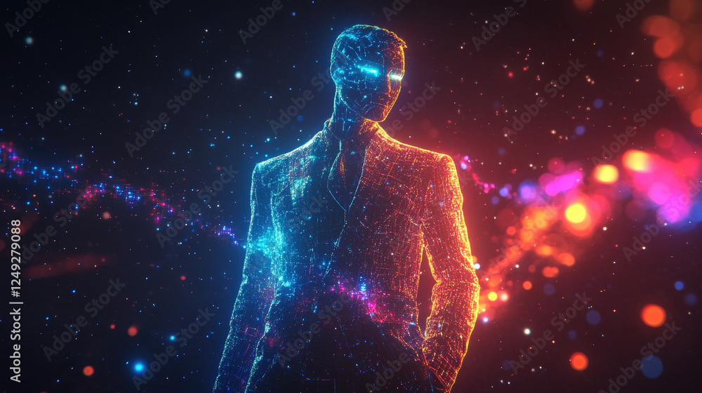 Glowing Digital Human Figure in a Sci-Fi Universe Glowing Digital Human Figure in a Sci-Fi Universe