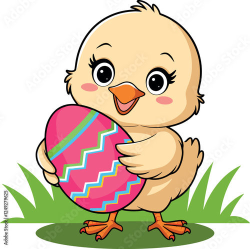 Easter eggs cute chick vector art on white background