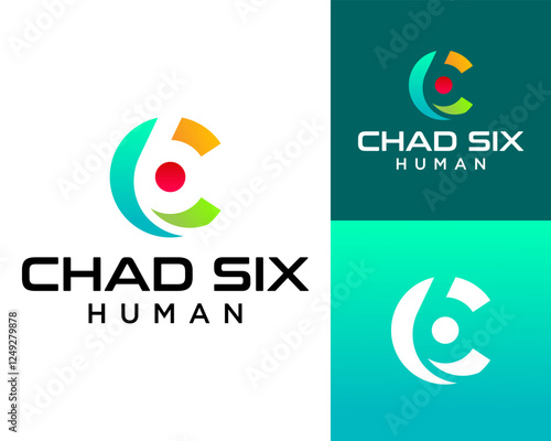Letter C number 6 human logo design.