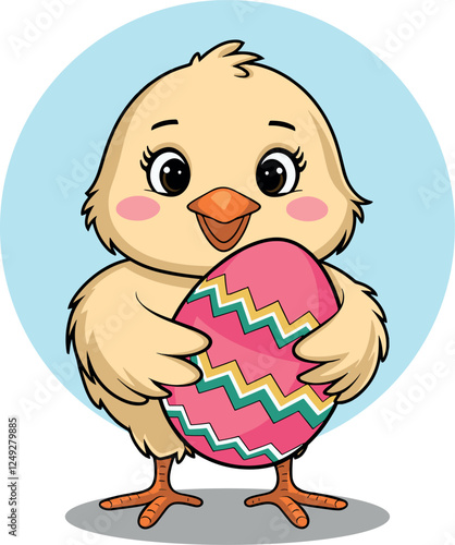 Easter eggs cute chicken vector art illustration on a white background