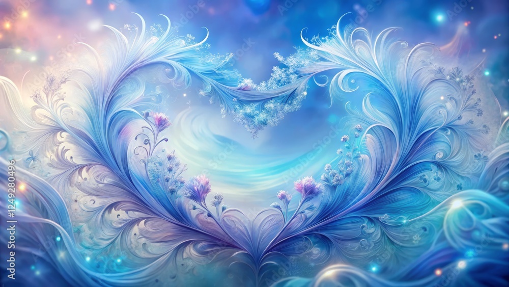 Majestic Blue Heart with Floral Elements and Soft Swirls of Light Majestic Blue Heart with Floral Elements and Soft Swirls of Light