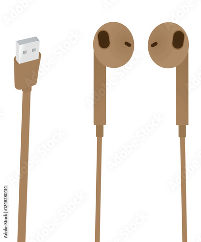 Brown ear phones. vector illustration