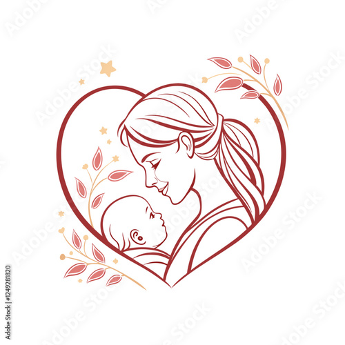 Mother and Child Heartwarming Vector Illustration for Mother’s Day