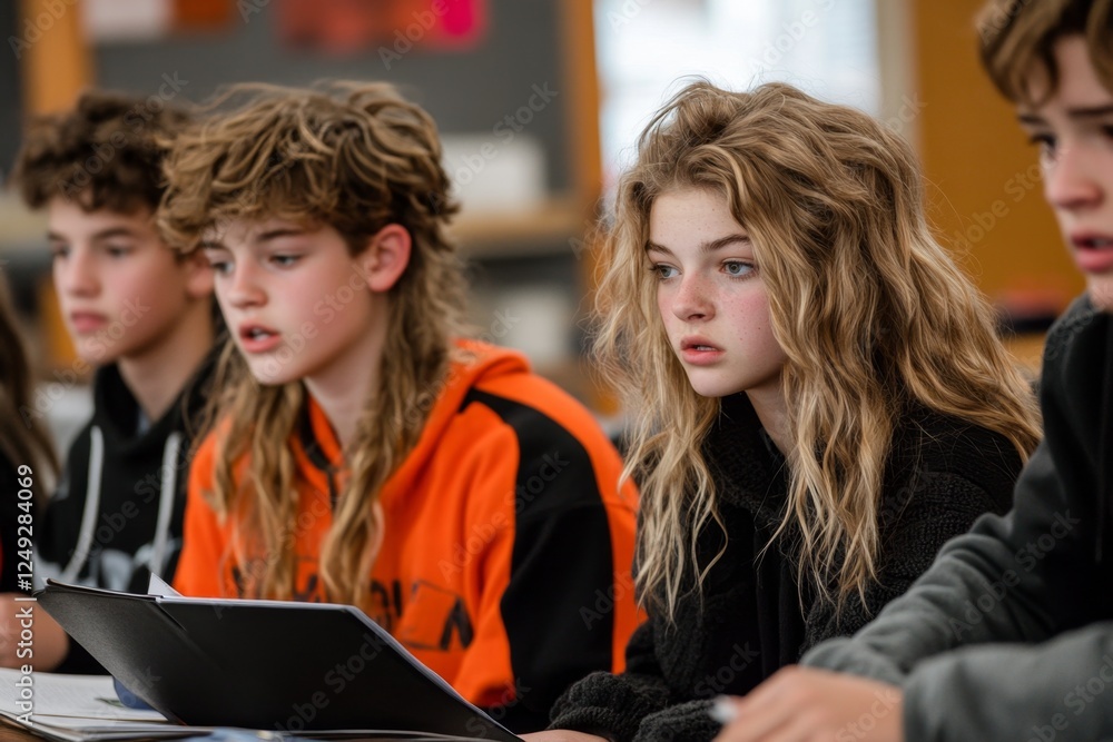 A group of students passionately debating a historical event in a classroom setting A group of students passionately debating a historical event in a classroom setting