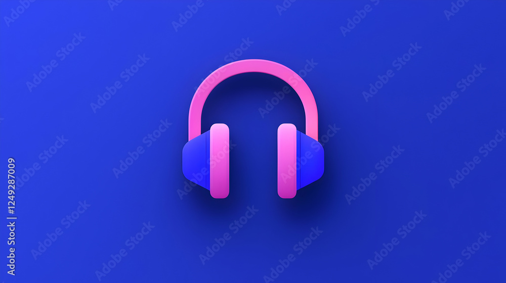 Stylish Modern Headphones on Bright Blue Background Design Stylish Modern Headphones on Bright Blue Background Design
