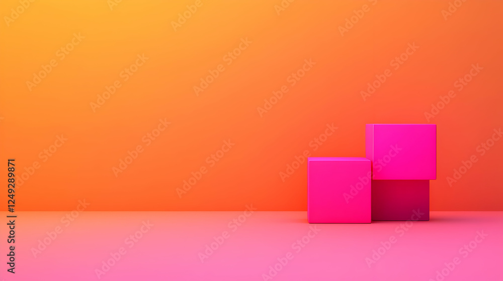 Obraz premium Vibrant Geometric Shapes in Playful Colors on Bright Background