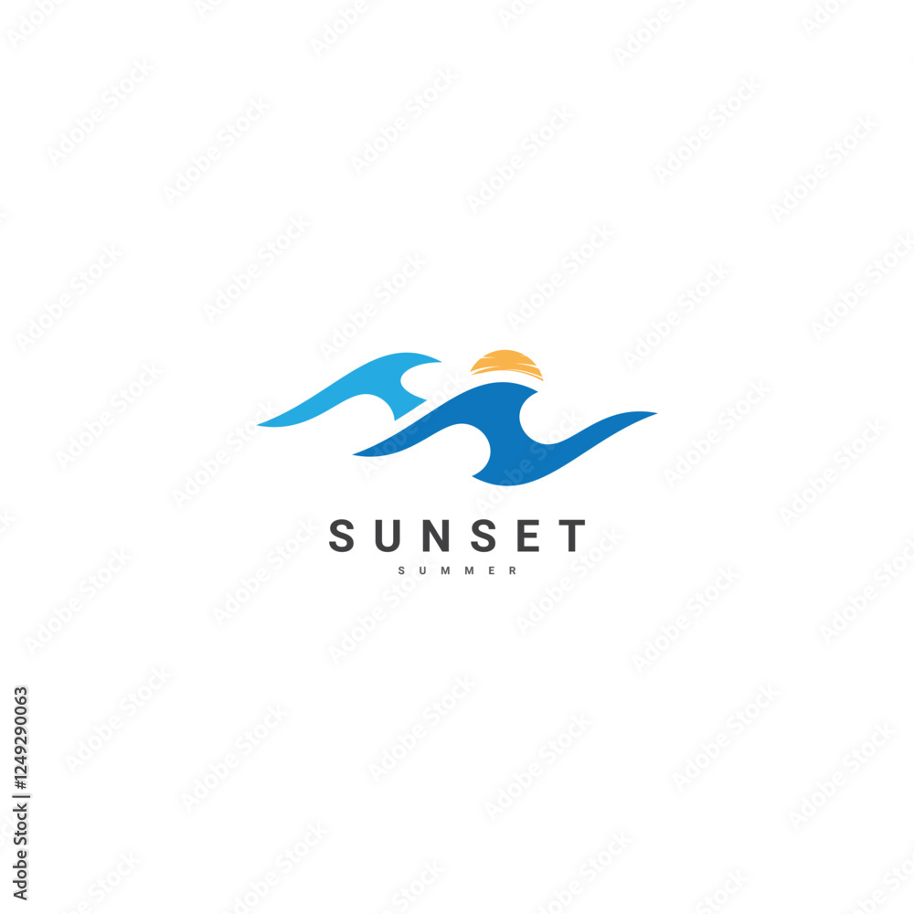 summer logo icon design with sun with line art graphic wave modern logo summer logo icon design with sun with line art graphic wave modern logo
