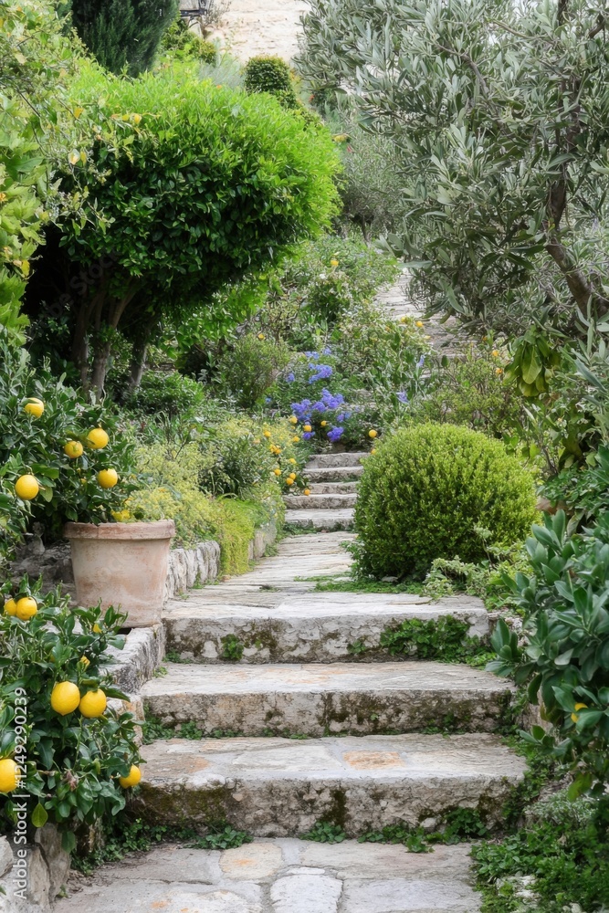 Explore a tranquil garden pathway lined with vibrant flowers and lush greenery in a serene outdoor setting during the afternoon Explore a tranquil garden pathway lined with vibrant flowers and lush greenery in a serene outdoor setting during the afternoon