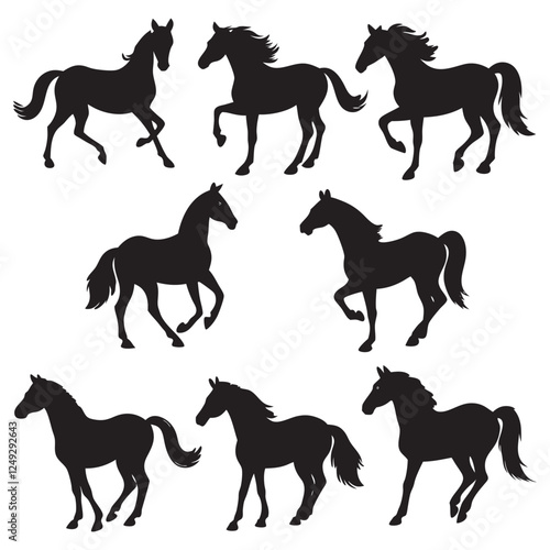 Horse silhouettes set stallion pack of vector silhouette design