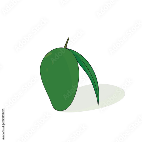 Green Mango fruit cute cartoon illustration digitally created