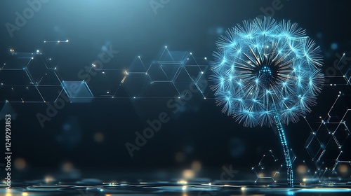 Digital Dandelion Illuminated By Network Connections