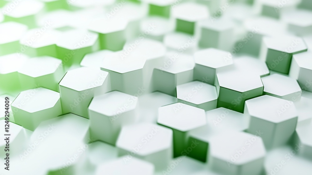 Transformative abstract art digital space background design green to white gradation visual perspective hexagon pattern Transformative abstract art digital space background design green to white gradation visual perspective hexagon pattern