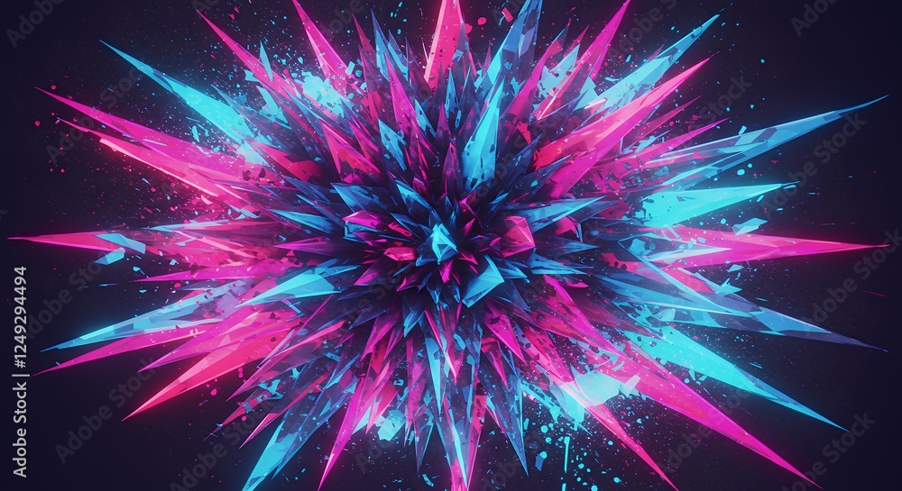 Fototapeta premium Abstract crystal formation in vibrant shades of pink and blue