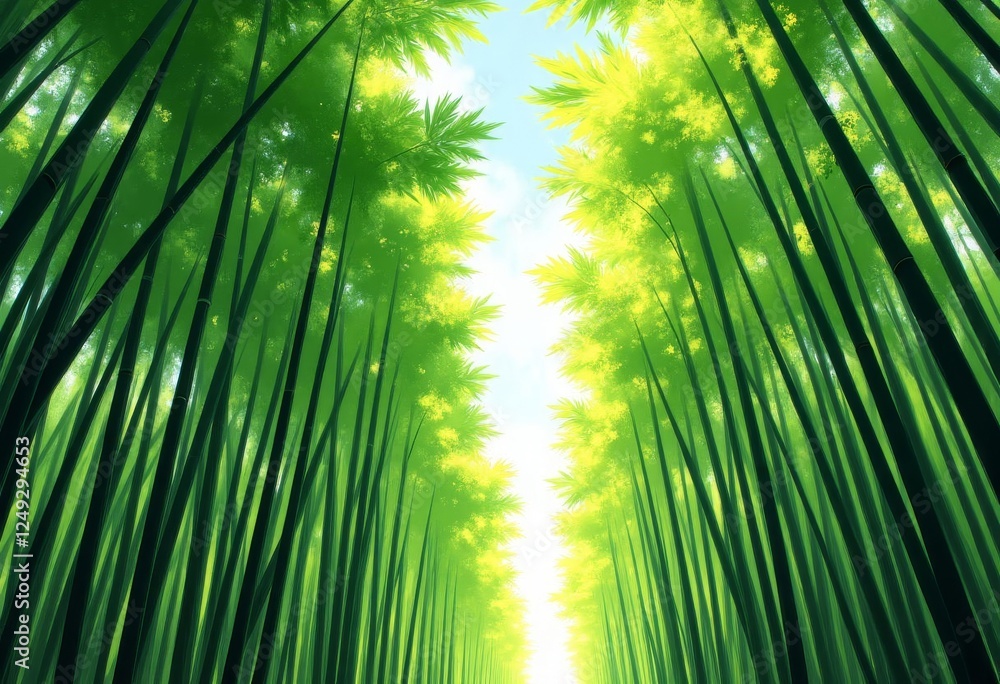 Fototapeta premium Lush Bamboo Forest Reaching Towards the Sky
