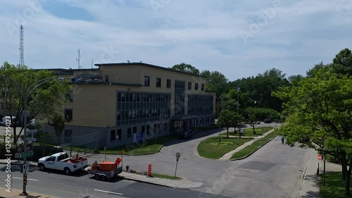 Police station in Quebec City on a summer day
