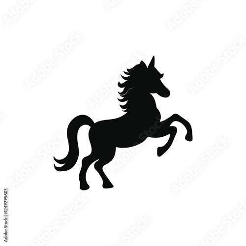 black horse vector illustration and silhouette design