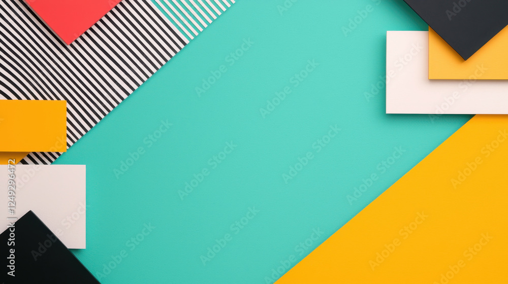 Colorful geometric shapes with bold contrasts and patterns Colorful geometric shapes with bold contrasts and patterns