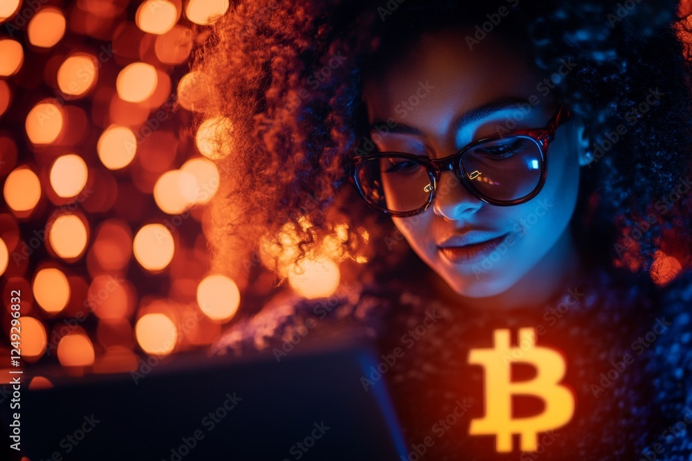 A student completing a cryptocurrency and blockchain module in an online finance course A student completing a cryptocurrency and blockchain module in an online finance course