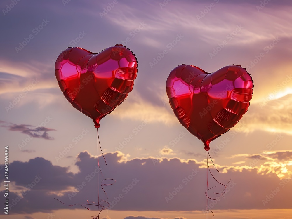 Fototapeta premium Love Balloons Against Evening Glow