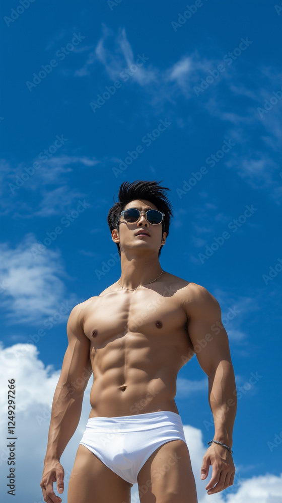 Fototapeta premium Hot Male Model in Sexy White Underwear