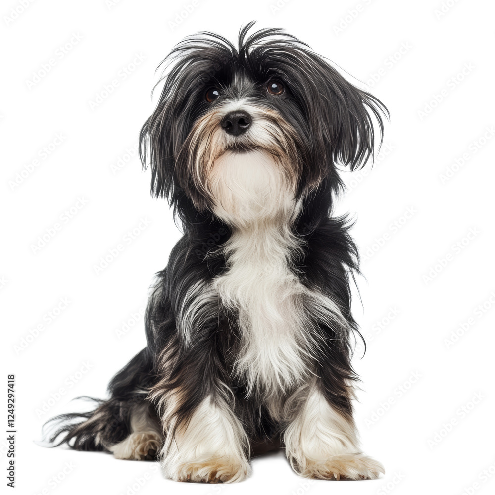 Adorable Lhasa Apso Mix Puppy Sitting and Looking Up Adorable Lhasa Apso Mix Puppy Sitting and Looking Up