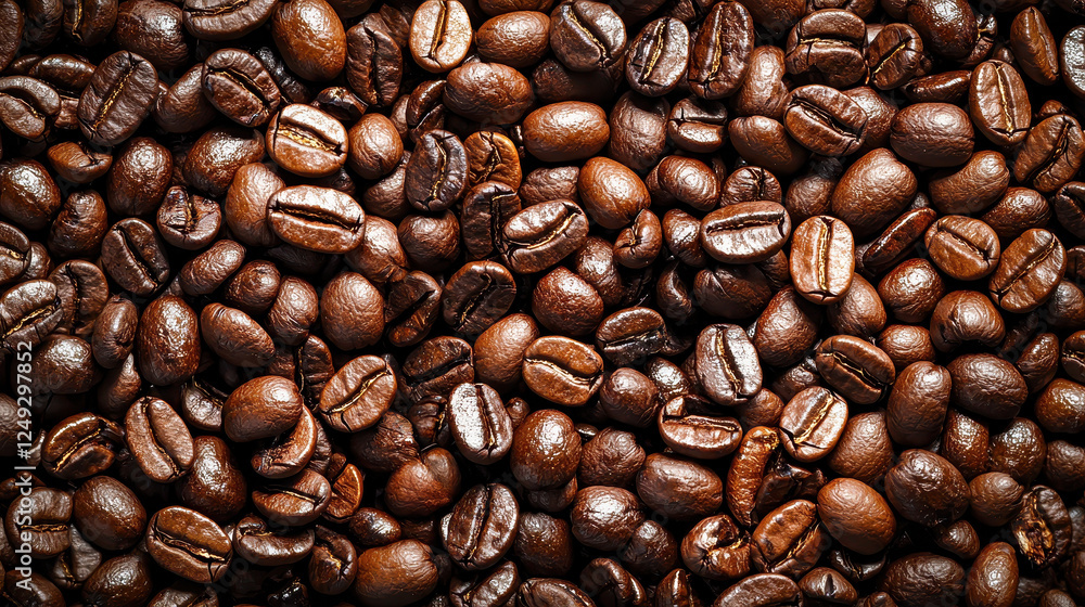 Macro view of coffee beans showcasing rich textures and deep brown tones in soft lighting Macro view of coffee beans showcasing rich textures and deep brown tones in soft lighting