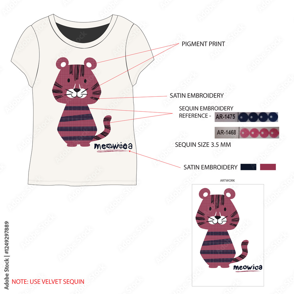 Obraz premium T-shirt design with sequin embroidery 