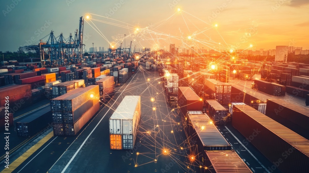 Fototapeta premium Integrating abstract logistics networks for enhanced efficiency in global supply chains