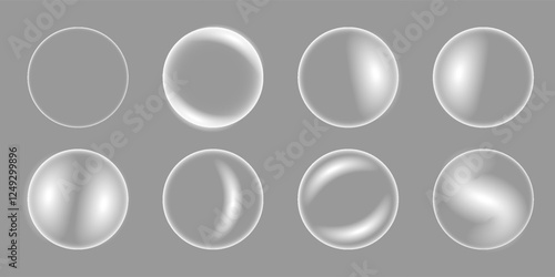 White swirl light circle set. Curved white line light effect. Darkening moon. Vector semicircle light effect of lightning and sparks. White speed circle portal shining on the road.