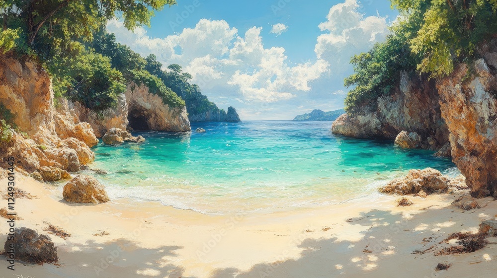 Secluded beach cove with turquoise water Secluded beach cove with turquoise water