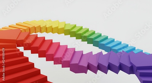 Colorful Staircase Steps Arranged in a Circular Gradient Pattern