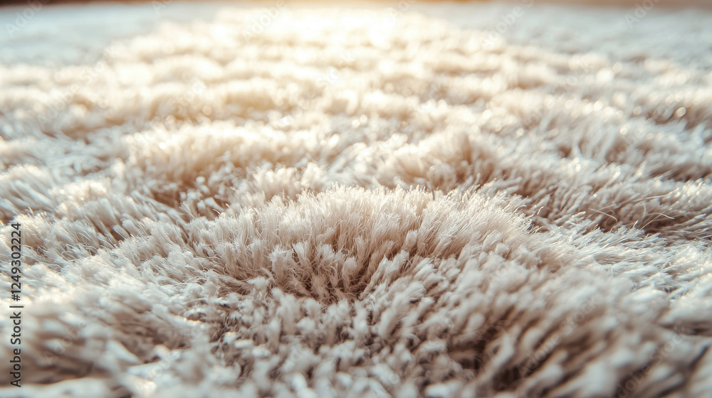 Soft textured shaggy carpet creates a cozy atmosphere in neutral tones Soft textured shaggy carpet creates a cozy atmosphere in neutral tones