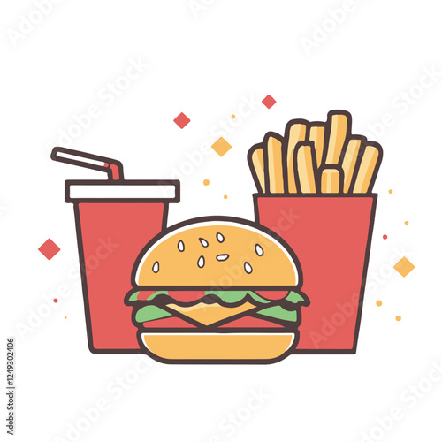 fast food clipart hamburger and fries with drink