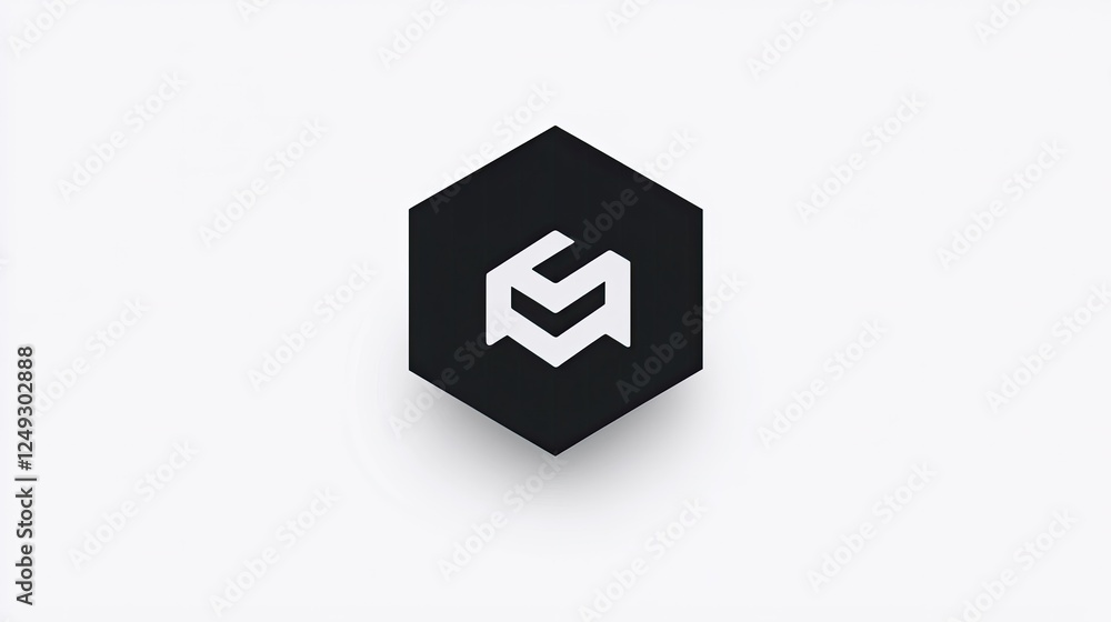 Minimalistic black and white logo design featuring a stylized hexagonal shape Minimalistic black and white logo design featuring a stylized hexagonal shape
