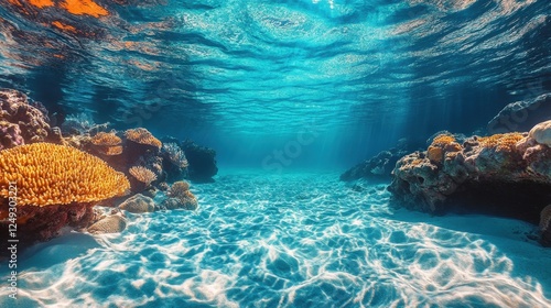 Fototapeta Naklejka Na Ścianę i Meble -  Vibrant coral reef under crystal-clear water