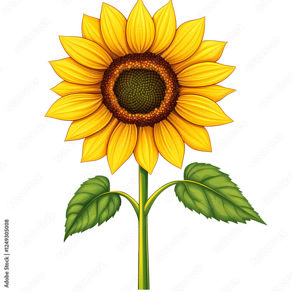Fototapeta premium A single yellow sunflower on a white background