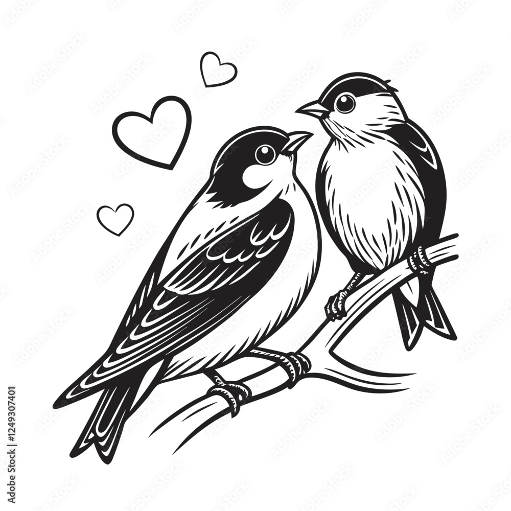Black and white cute love birds Black and white cute love birds