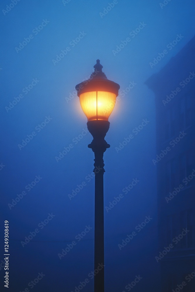 Mysterious foggy scene with a single lamp post. Mysterious foggy scene with a single lamp post.