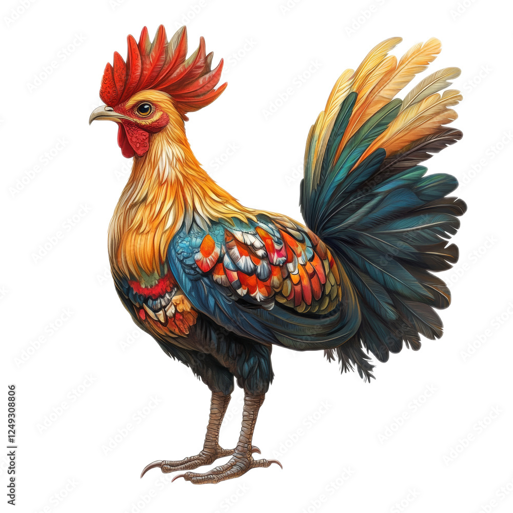 Fototapeta premium Vibrant Rooster Illustration.