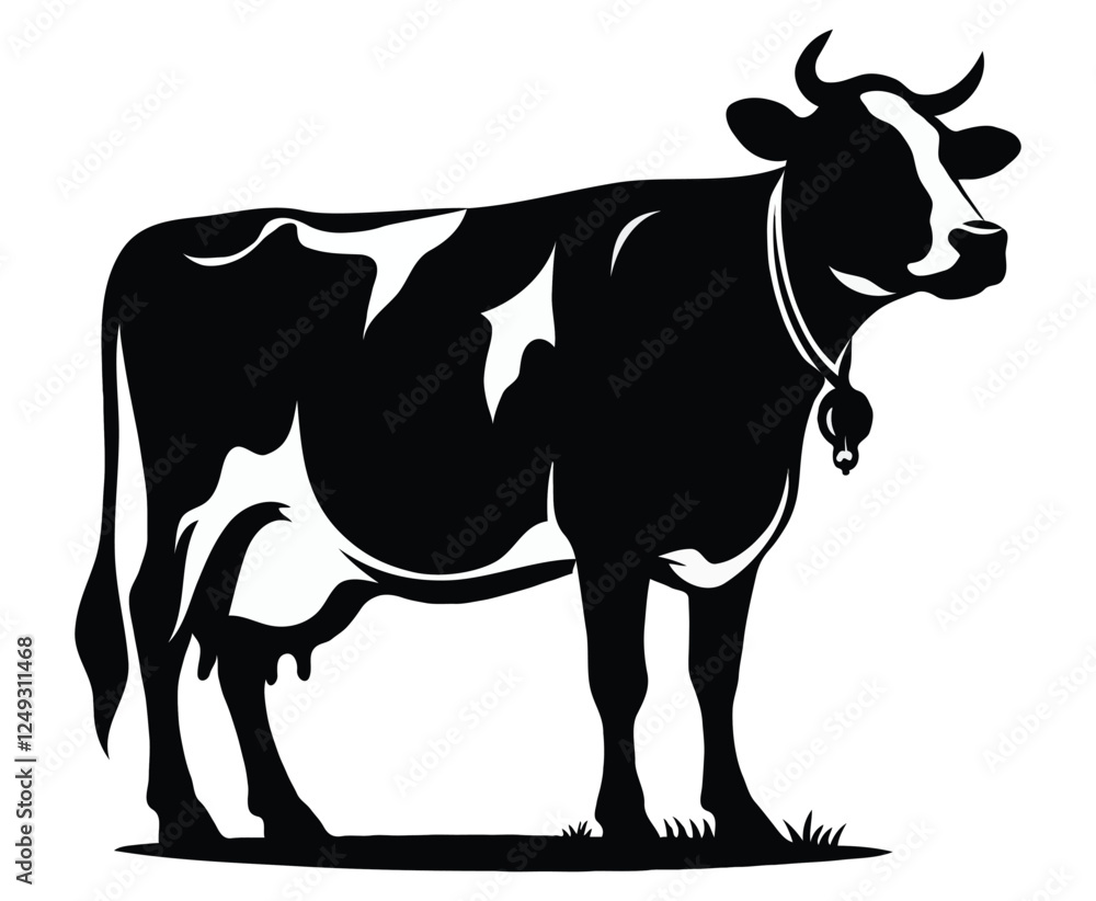 Cow silhouette vector on white background Cow silhouette vector on white background