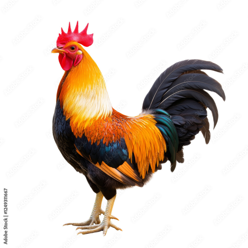 Fototapeta premium Colorful Rooster Isolated on White Background