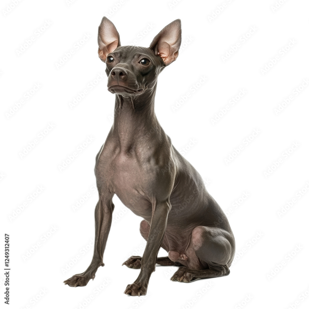 American Hairless Terrier Dog Sitting on White Background American Hairless Terrier Dog Sitting on White Background