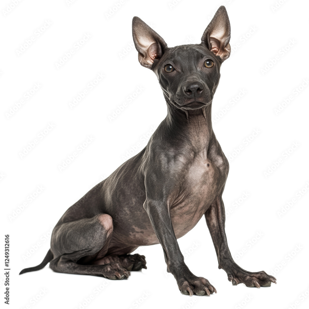 American Hairless Terrier Sitting on White Background American Hairless Terrier Sitting on White Background