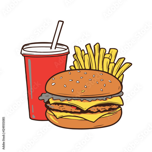 fast food clipart hamburger and fries with drink