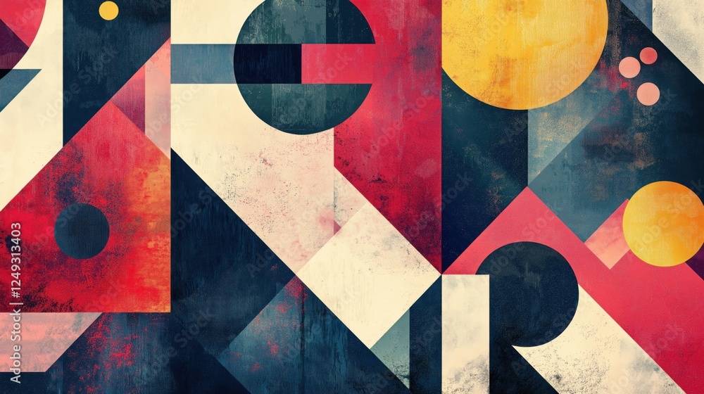 Naklejka premium A colorful abstract background featuring geometric shapes in red, yellow, and blue tones.