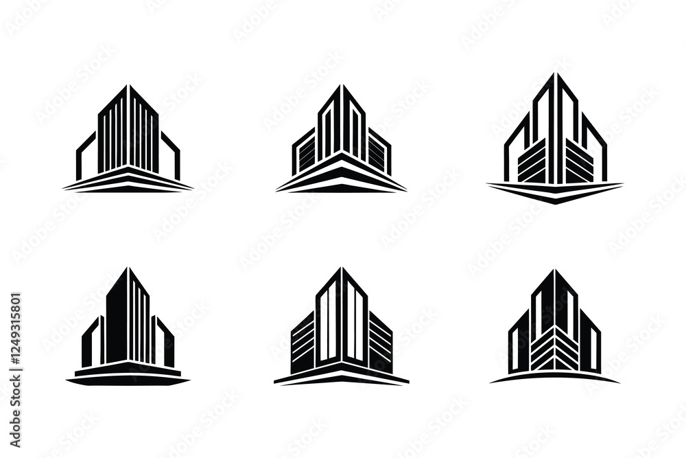 Bulding Silhouette Icon set Vector Collection logo Bulding Silhouette Icon set Vector Collection logo