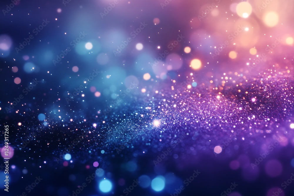 Fototapeta premium Abstract blue background with bokeh defocused lights and stars.