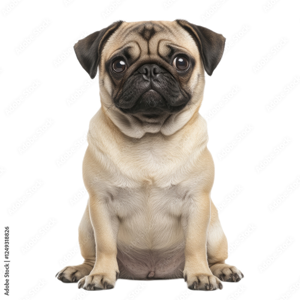Adorable Pug Puppy Sitting on White Background Adorable Pug Puppy Sitting on White Background