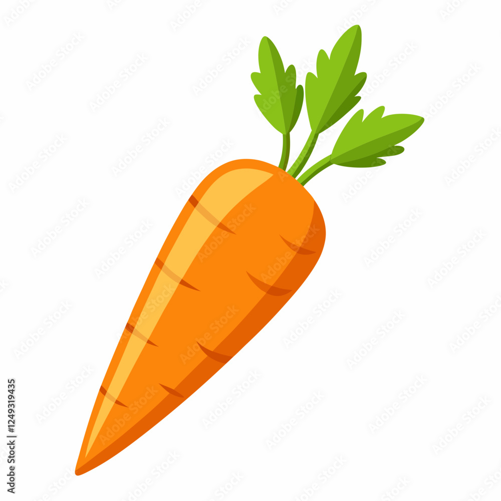 Carrot icon with green leaves on white background Carrot icon with green leaves on white background