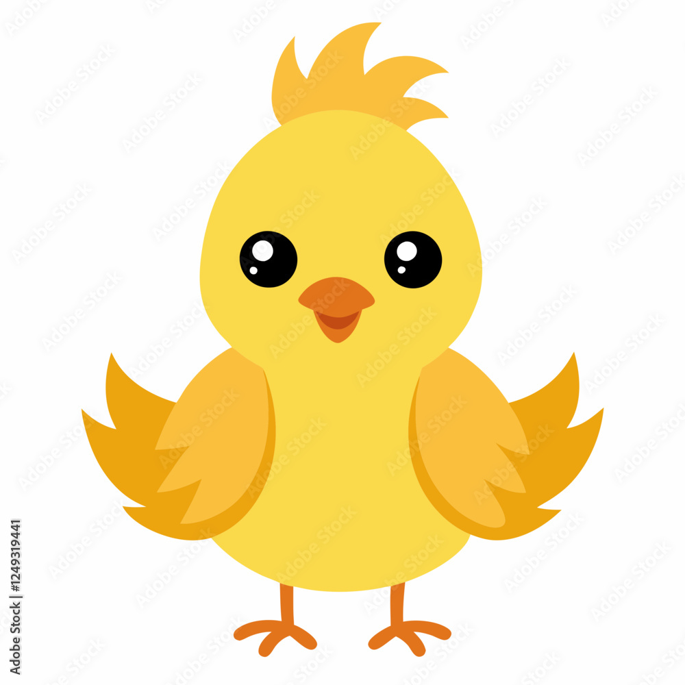 Chick smiling and posing against a white background Chick smiling and posing against a white background